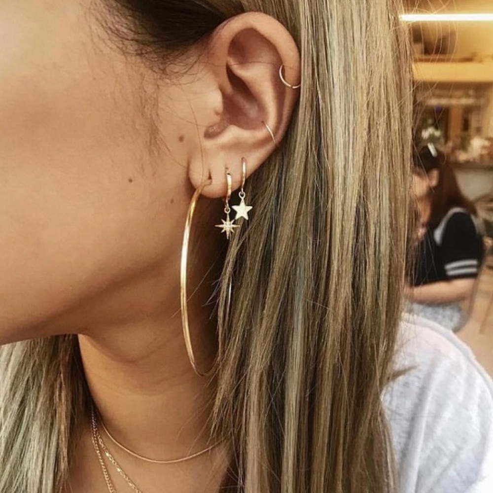 Hot Sexy Chick Gold Plated 3 Pair Star Earring Set - Picture 1 of 5
